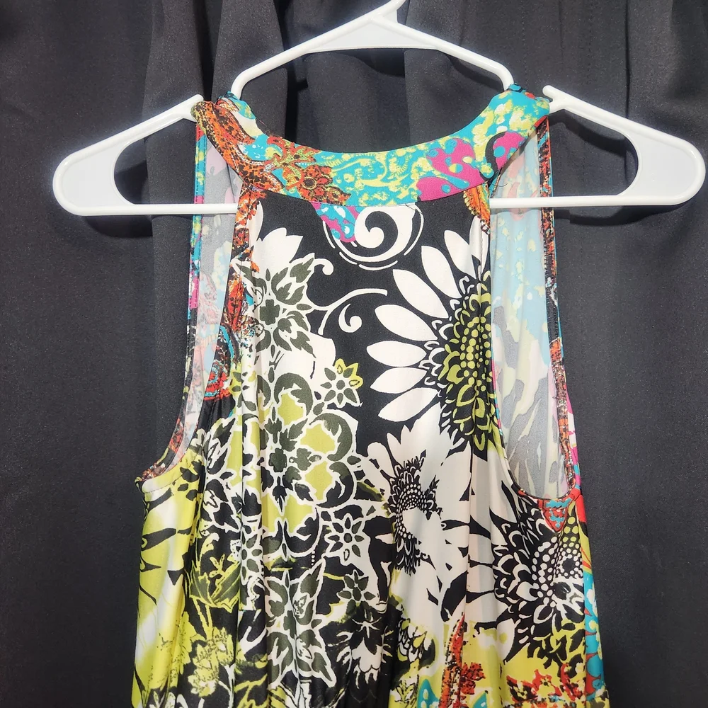 ECI Medallion Beaded Bodice Abstract Print Flowy Festival Maxi Sz 12 - Picture 8 of 16